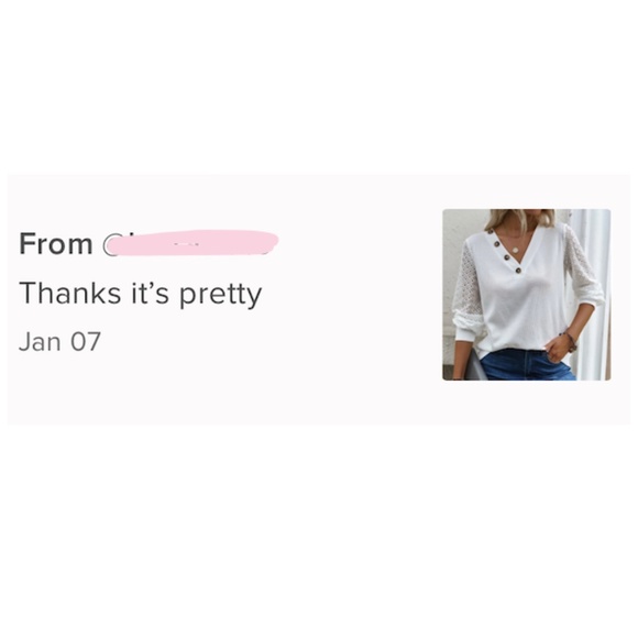 Button Detail Long Lace Sleeve V-Neck Casual White Tee Shirt - Picture 9 of 10